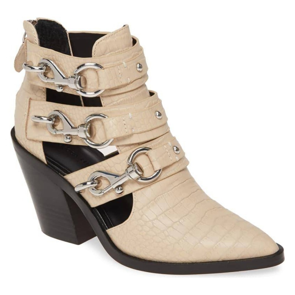 Rebecca Minkoff Women's‎ Seavie Clip Strap Cutout Leather Bootie Sandal Size 8.5